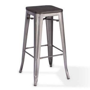 Gunmetal Wood Top Bar Stool