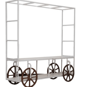 White Cart On Wheels With Top Frame